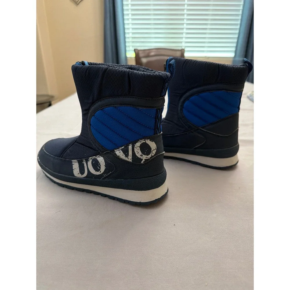 UOVO Boys Navy Blue Winter Snow Boots Front Zip Fleece Lined S161031Z1F Size 4.5